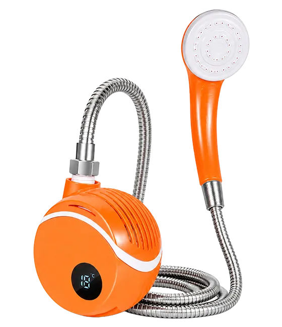 AquaTrail portable rechargeable outdoor shower with collapsible bucket, pump, multi-mode head and accessories